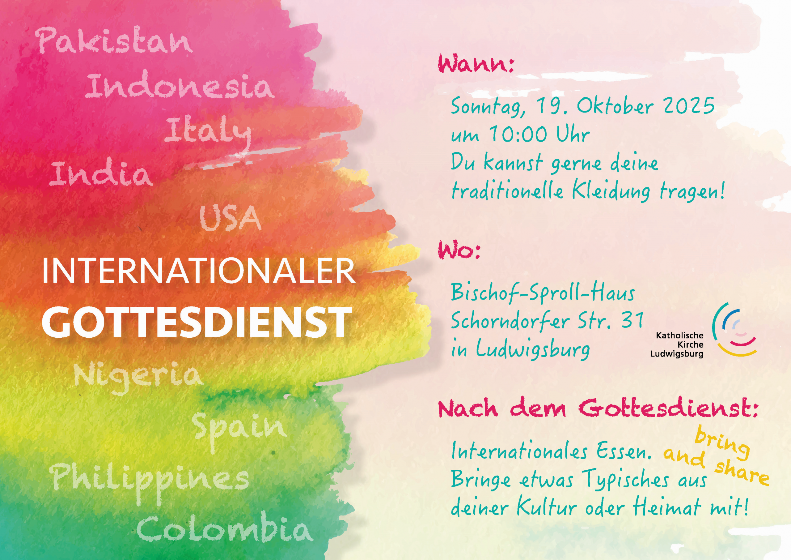 Internationaler Gottesdienst am 19.10. im BSH