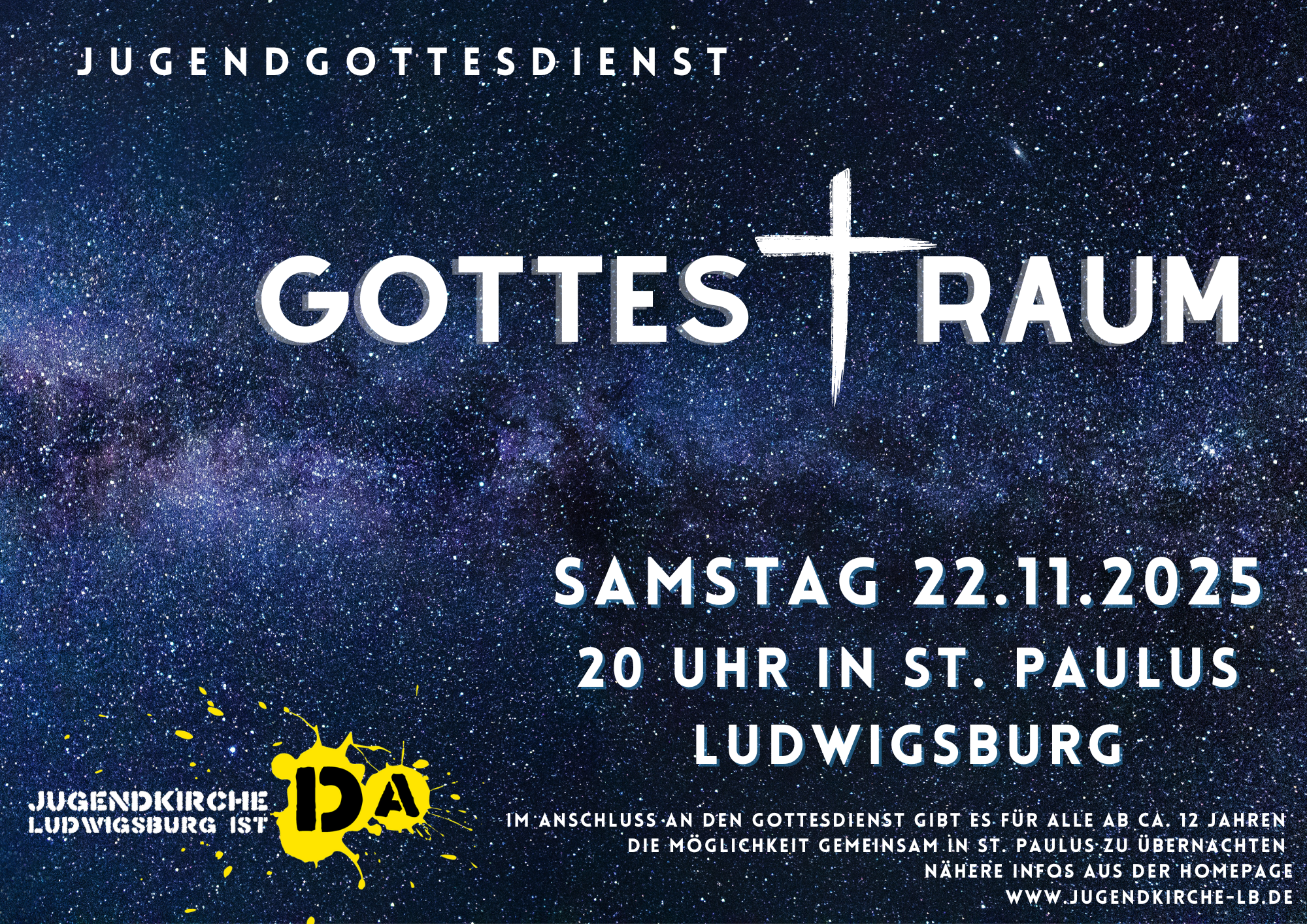 Jugendgottesdienst „Gottes(t)raum“ mit gemeinsamer Übernachtung in St. Paulus